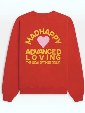 MadHappy Local Optimist Group Red Crew Neck Cotton Sweatshirt
